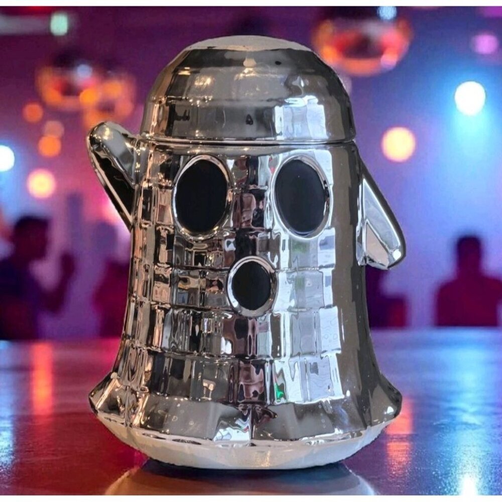 New Halloween Retro Disco Ball Silver Ghost Cookie Jar Decorative Figurine